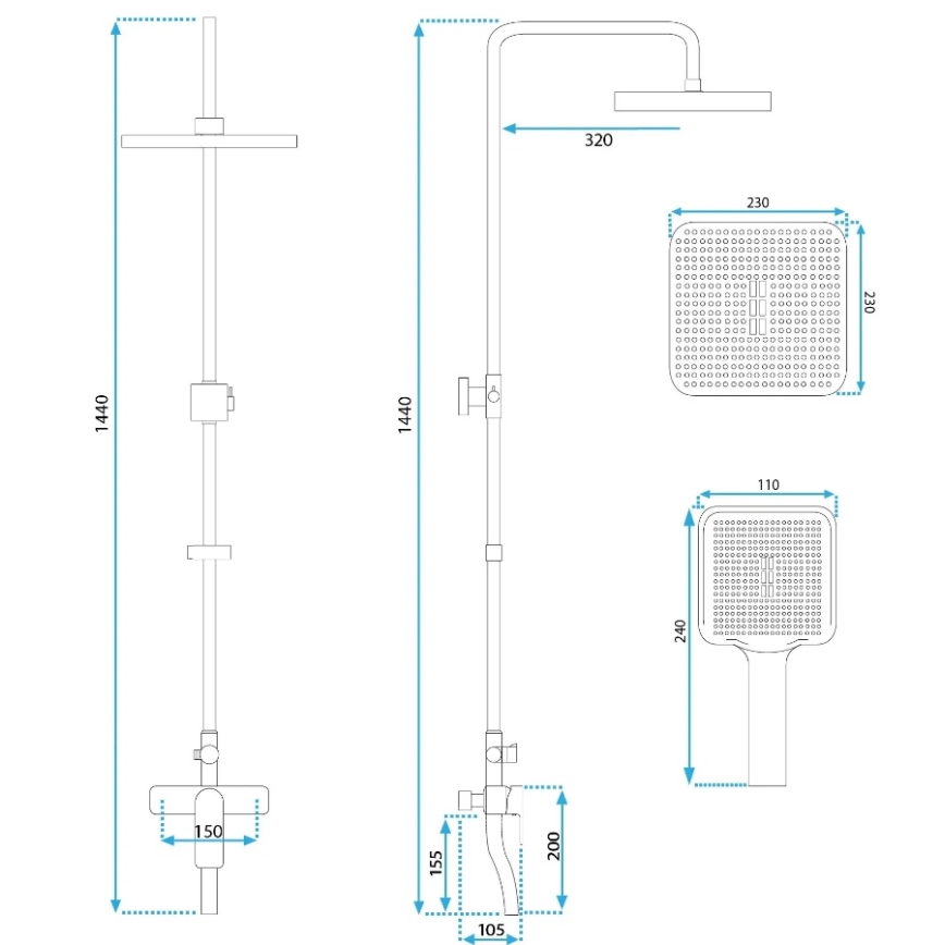 REA-P7841 - Set za tuš s miješalicom ARGUS brušeno zlato