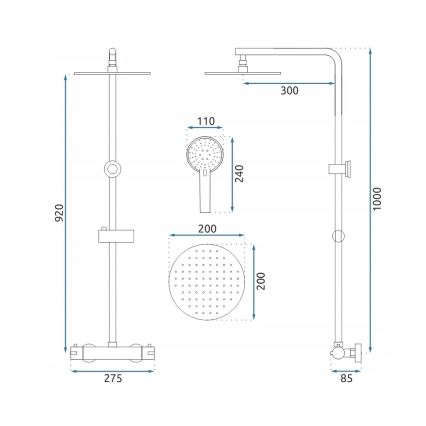 REA-P8413 - Set za tuš s termostatskom miješalicom BLISS, brušeno zlato