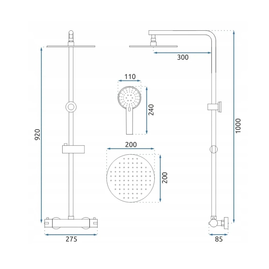 REA-P8413 - Set za tuš s termostatskom miješalicom BLISS, brušeno zlato