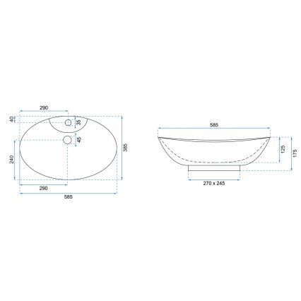 REA-U0160 - Nadgradni umivaonik ROSA 38,5 x 58,5 cm keramika/sjajna bijela