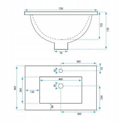 REA-U0190 - Ugradni umivaonik DAFNE 46,5x72 cm keramika/sjajna bijela