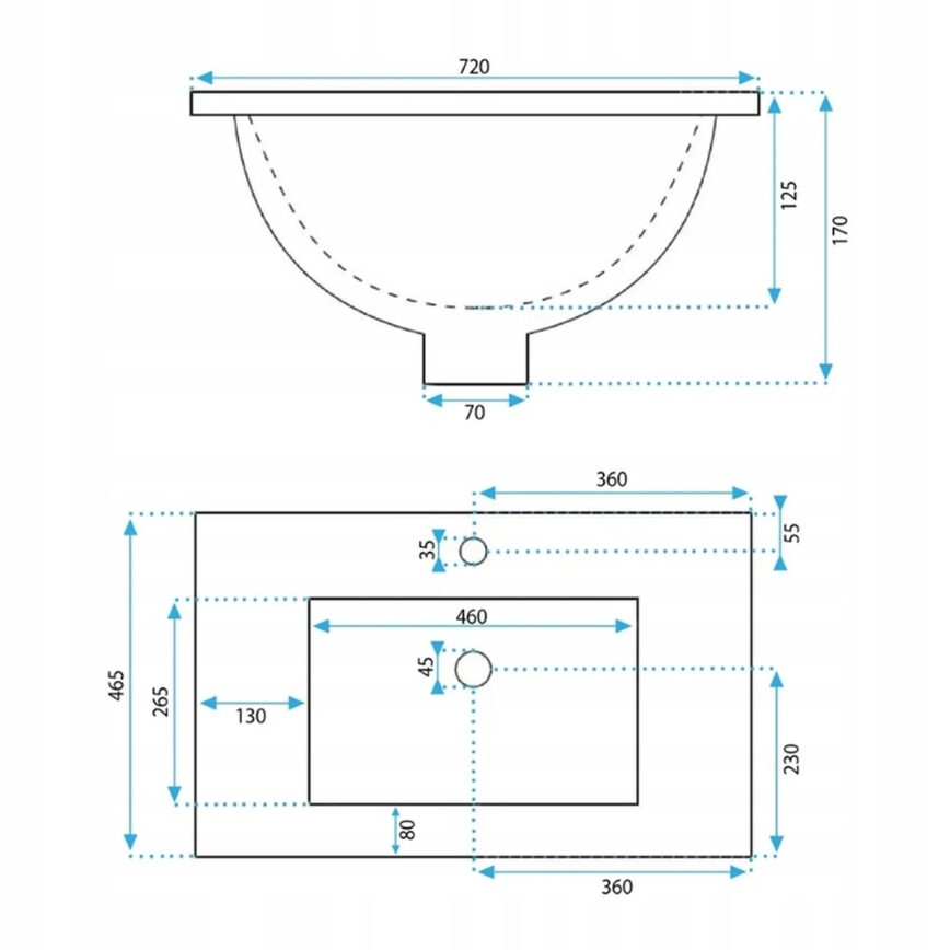 REA-U0190 - Ugradni umivaonik DAFNE 46,5x72 cm keramika/sjajna bijela