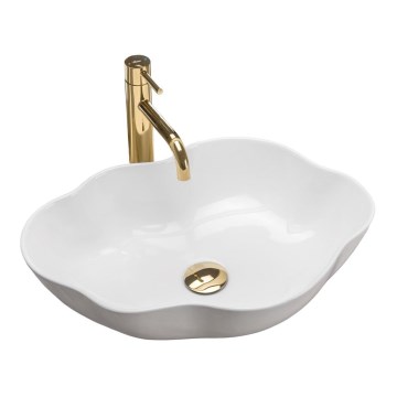 REA-U0265 - Umivaonik za ugradnju na radnu ploču PEARL 38x50,5 cm keramika/sjajno bijela