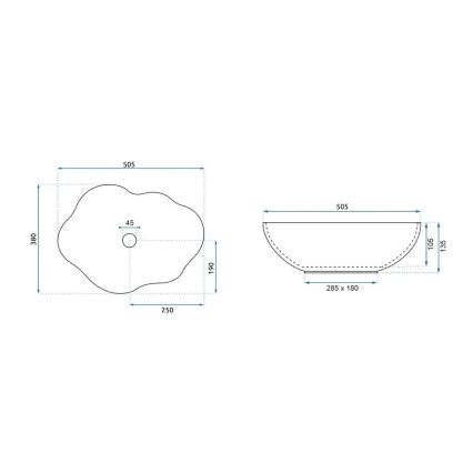 REA-U0265 - Umivaonik za ugradnju na radnu ploču PEARL 38x50,5 cm keramika/sjajno bijela