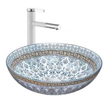 REA-U0267 - Nadgradni umivaonik ARTE Ø 40 cm keramika/ornamentalni uzorak