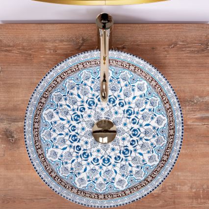 REA-U0267 - Nadgradni umivaonik ARTE Ø 40 cm keramika/ornamentalni uzorak