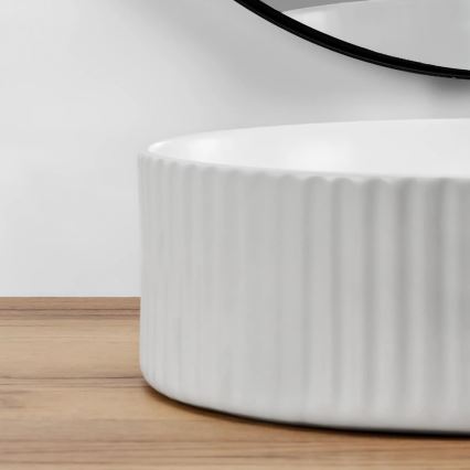 REA-U0601 - Umivaonik na ploču DELIA 36 cm sjajna bijela/imitacija kamena