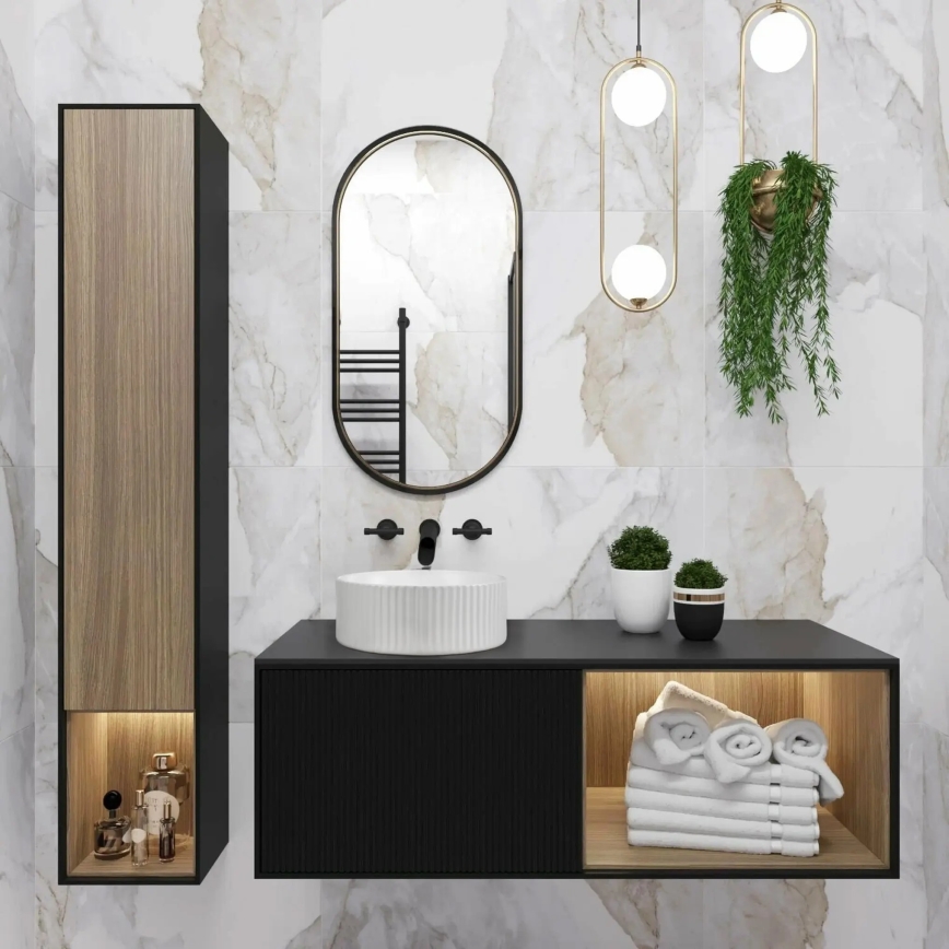 REA-U0601 - Umivaonik na ploču DELIA 36 cm sjajna bijela/imitacija kamena