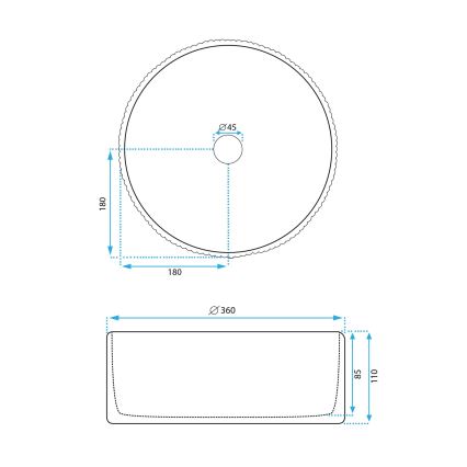 REA-U0601 - Umivaonik na ploču DELIA 36 cm sjajna bijela/imitacija kamena
