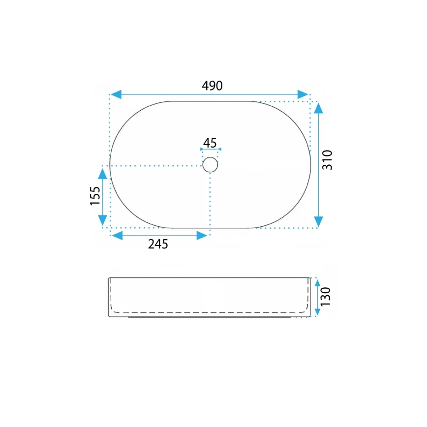 REA-U0603 - Nadgradni umivaonik VANDA 31x49 cm keramika/sjajna bijela