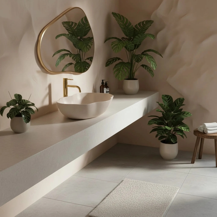 REA-U0617 - Nadpultni umivaonik PEARL 38x50,5 cm keramika/bež/imitacija kamena