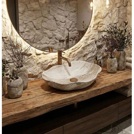 REA-U0618 - Nadgradni umivaonik PEARL 38x50,5 cm keramika/bež/imitacija kamena