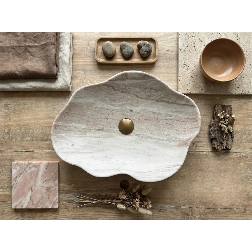 REA-U0618 - Nadgradni umivaonik PEARL 38x50,5 cm keramika/bež/imitacija kamena