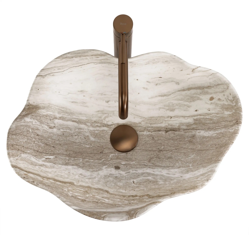 REA-U0618 - Nadgradni umivaonik PEARL 38x50,5 cm keramika/bež/imitacija kamena
