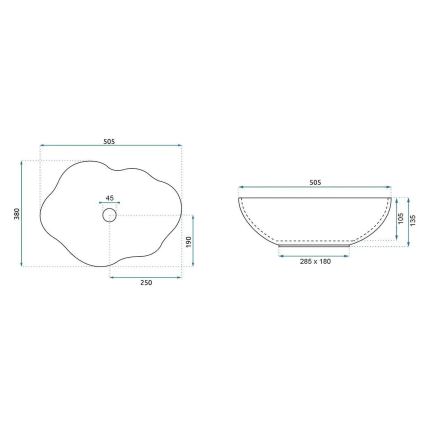 REA-U0618 - Nadgradni umivaonik PEARL 38x50,5 cm keramika/bež/imitacija kamena