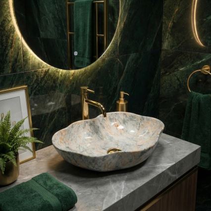 REA-U0620 - Nadgradni umivaonik PEARL 38x50,5 cm keramika/siva/bež/imitacija kamena