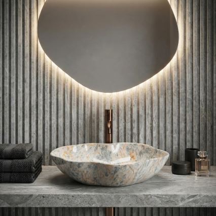 REA-U0620 - Nadgradni umivaonik PEARL 38x50,5 cm keramika/siva/bež/imitacija kamena