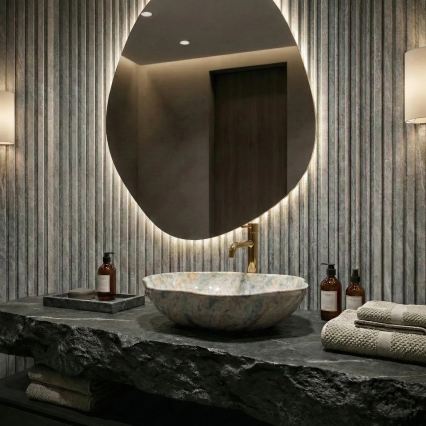 REA-U0620 - Nadgradni umivaonik PEARL 38x50,5 cm keramika/siva/bež/imitacija kamena