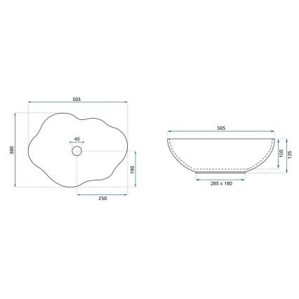 REA-U0620 - Nadgradni umivaonik PEARL 38x50,5 cm keramika/siva/bež/imitacija kamena