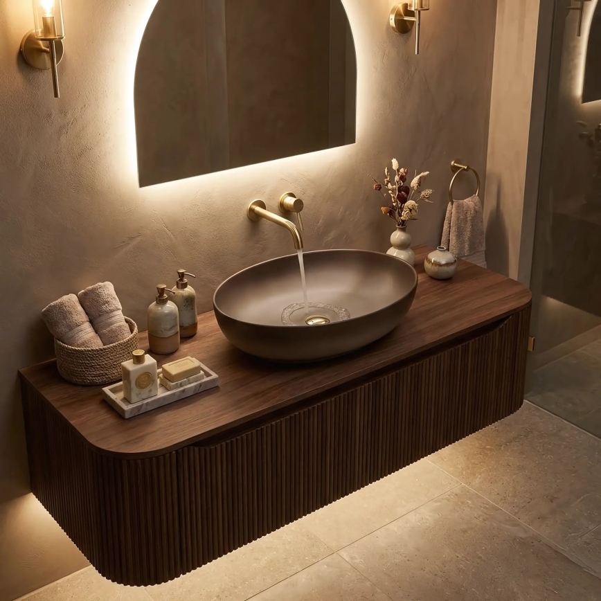 REA-U0627 - Nadgradni umivaonik CAROLA 39x51,5 cm keramika/bež/smeđa