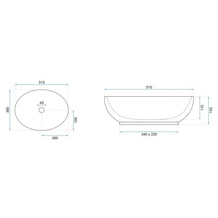 REA-U0627 - Nadgradni umivaonik CAROLA 39x51,5 cm keramika/bež/smeđa