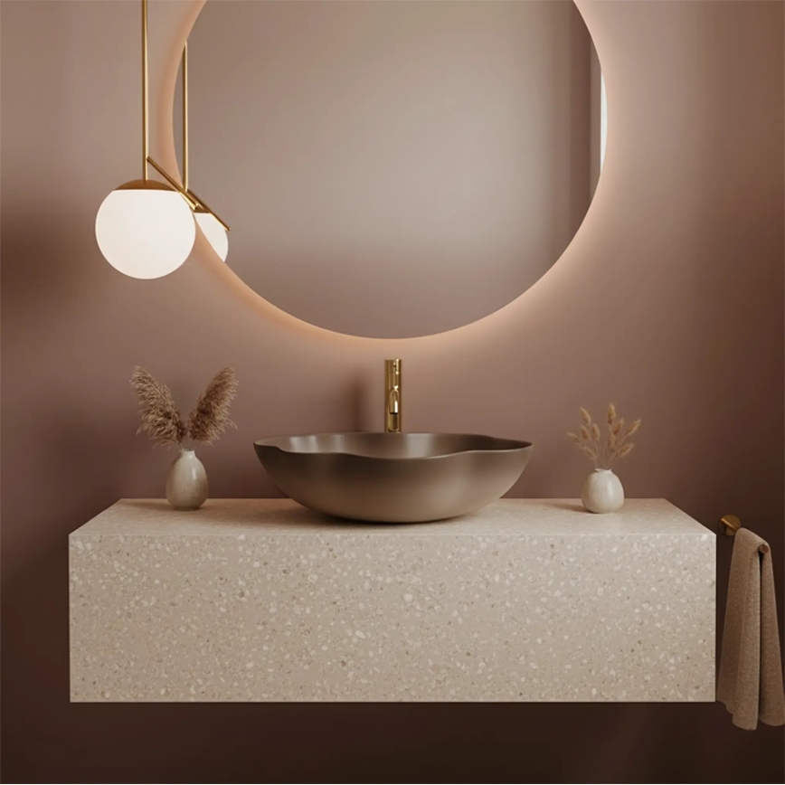 REA-U0629 - Nadgradni umivaonik PEARL 38x50,5 cm keramika/smeđa