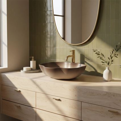 REA-U0629 - Nadgradni umivaonik PEARL 38x50,5 cm keramika/smeđa