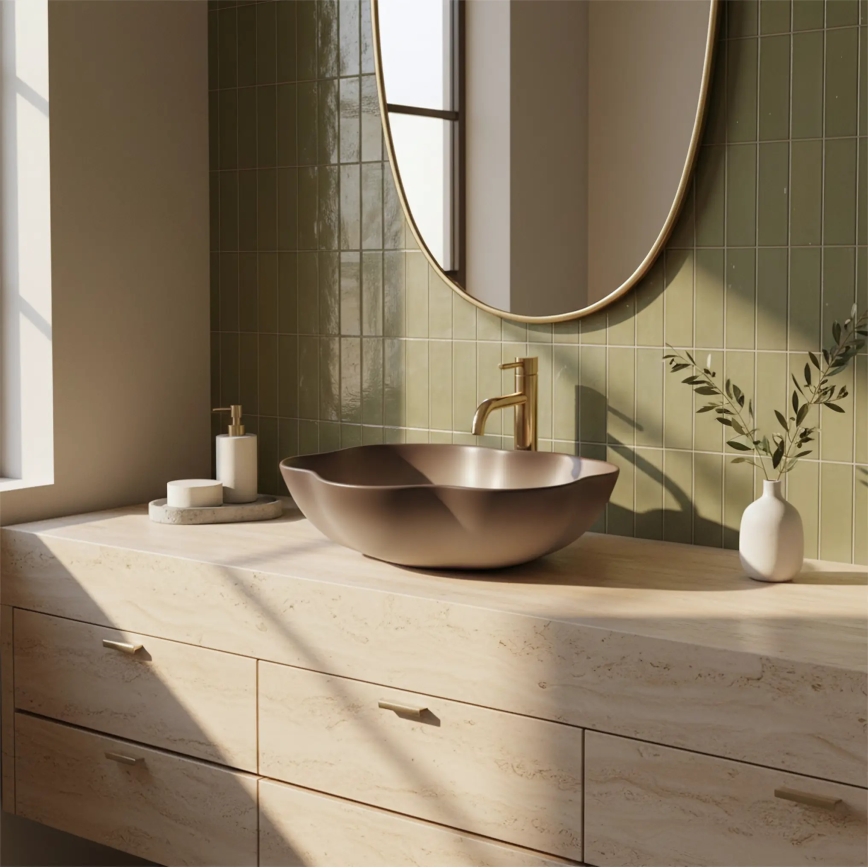 REA-U0629 - Nadgradni umivaonik PEARL 38x50,5 cm keramika/smeđa