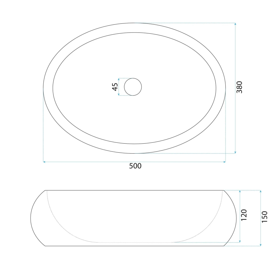 REA-U0633 - Nadgradni umivaonik MIKA GABRO 38x50 cm, siva (imitacija kamena)
