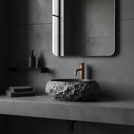 REA-U0634 - Umivaonik na ploču MIKA GABRO 38x50 cm crna/imitacija kamena
