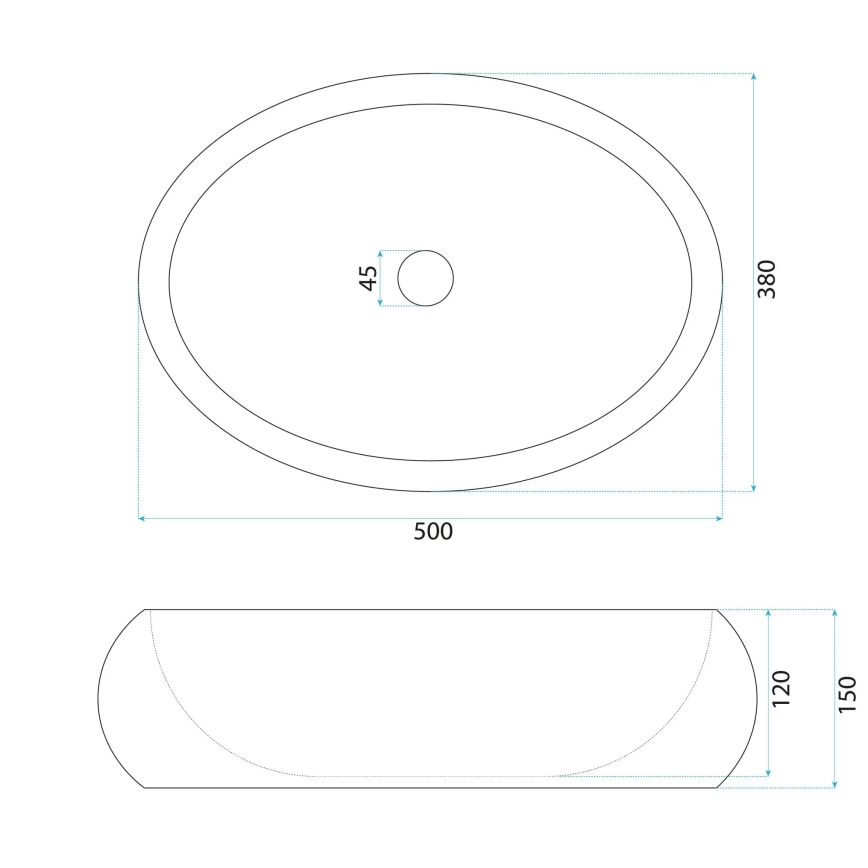 REA-U0634 - Umivaonik na ploču MIKA GABRO 38x50 cm crna/imitacija kamena
