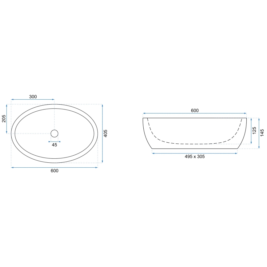 REA-U0656 - Umivaonik za ugradnju na ploču MELANIA 40,5x60 cm keramika/sjajna bijela
