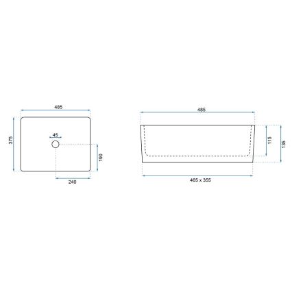 REA-U0669 - Nadgradni umivaonik ANITA 37,5x48,5 cm keramika/sjajna bijela