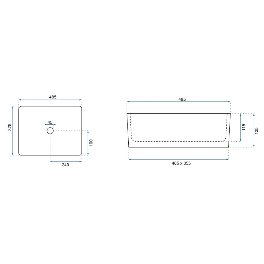 REA-U0669 - Nadgradni umivaonik ANITA 37,5x48,5 cm keramika/sjajna bijela