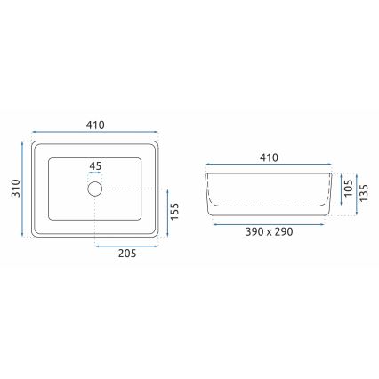REA-U0952 - Nadgradni umivaonik ANITA MINI 31x41 cm keramika/sjajna bijela
