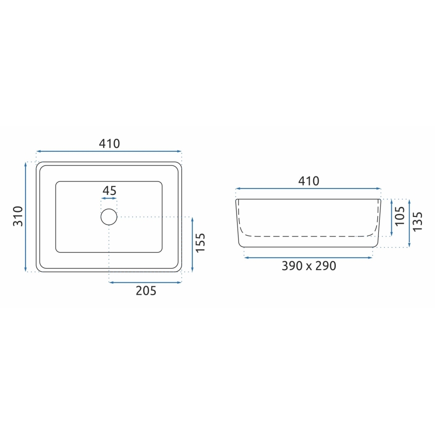REA-U0952 - Nadgradni umivaonik ANITA MINI 31x41 cm keramika/sjajna bijela