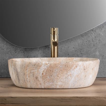 REA-U3000 - Nadpultni umivaonik AMELIA 34,5x48 cm keramika/bež/imitacija kamena