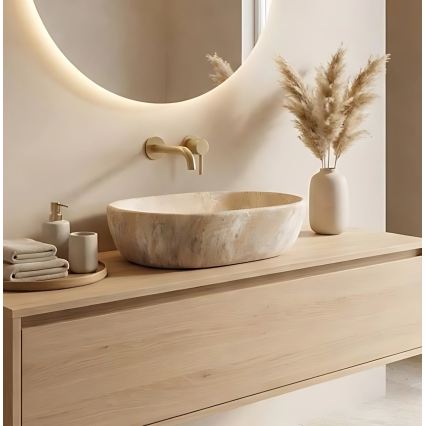 REA-U3000 - Nadpultni umivaonik AMELIA 34,5x48 cm keramika/bež/imitacija kamena