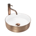 REA-U3303 - Nadgradni umivaonik SAMI, promjer 37 cm, keramika/bijela/zlatna