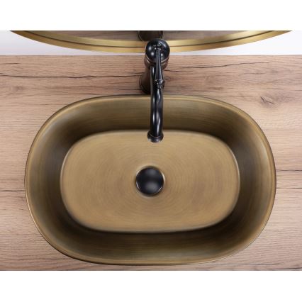 REA-U3305 - Nadgradni umivaonik WILMA RUSTIC 38 x 55 cm keramika/mjedena