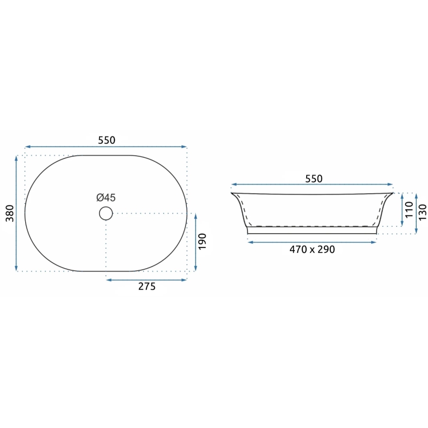 REA-U3305 - Nadgradni umivaonik WILMA RUSTIC 38 x 55 cm keramika/mjedena