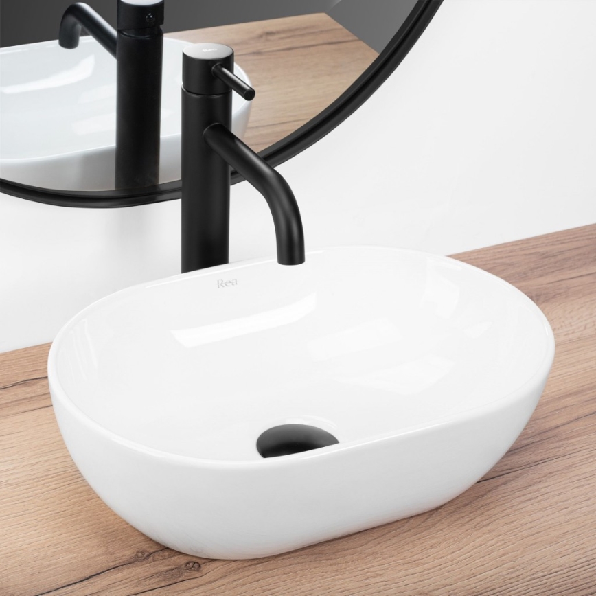 REA-U3322 - Umivaonik za ugradnju na ploču AMELIA MINI 26x38 cm keramika/visoki sjaj bijela