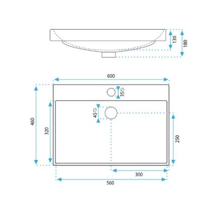 REA-U3326 - Ugradbeni umivaonik MANDY 46x60 cm keramika/sjajno bijela