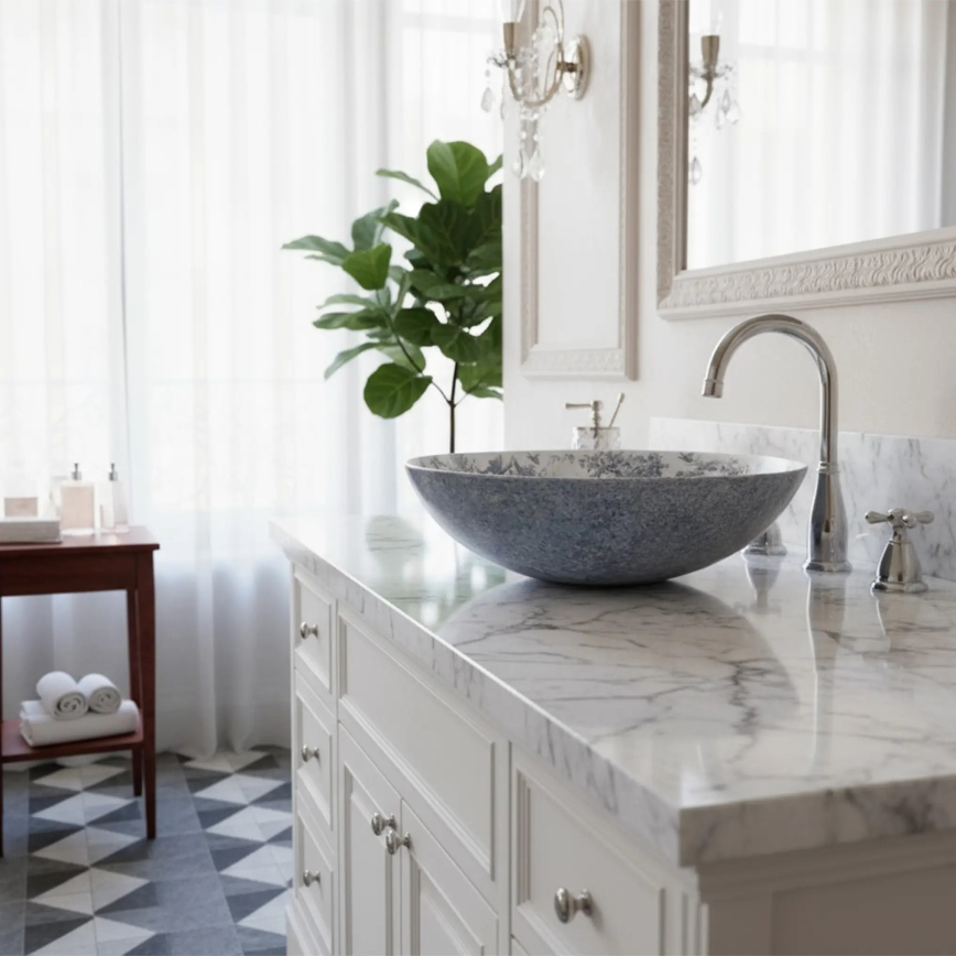 REA-U3608 - Nadgradni umivaonik JULIANA 40 cm keramika/bijela/plava