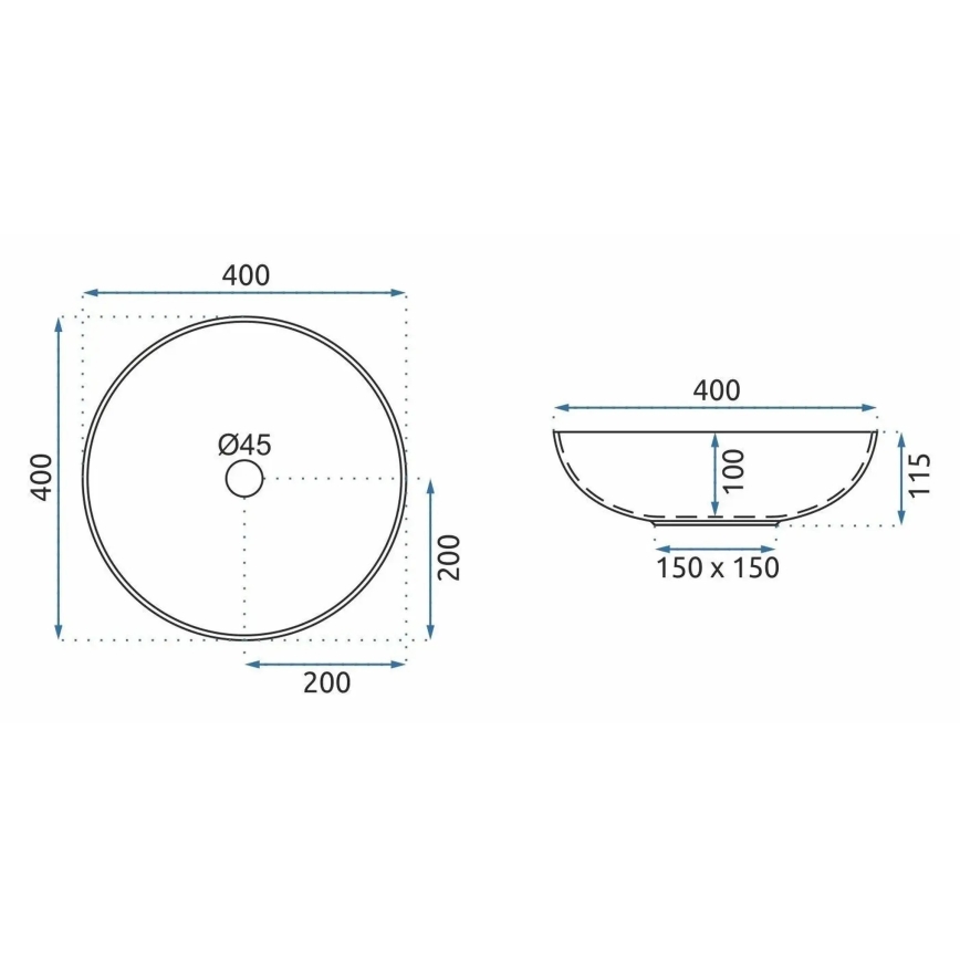 REA-U3608 - Nadgradni umivaonik JULIANA 40 cm keramika/bijela/plava