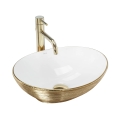 REA-U3697 - Nadpultni umivaonik SOFIA 34,5x41 cm keramika/bijela/brušeno zlato