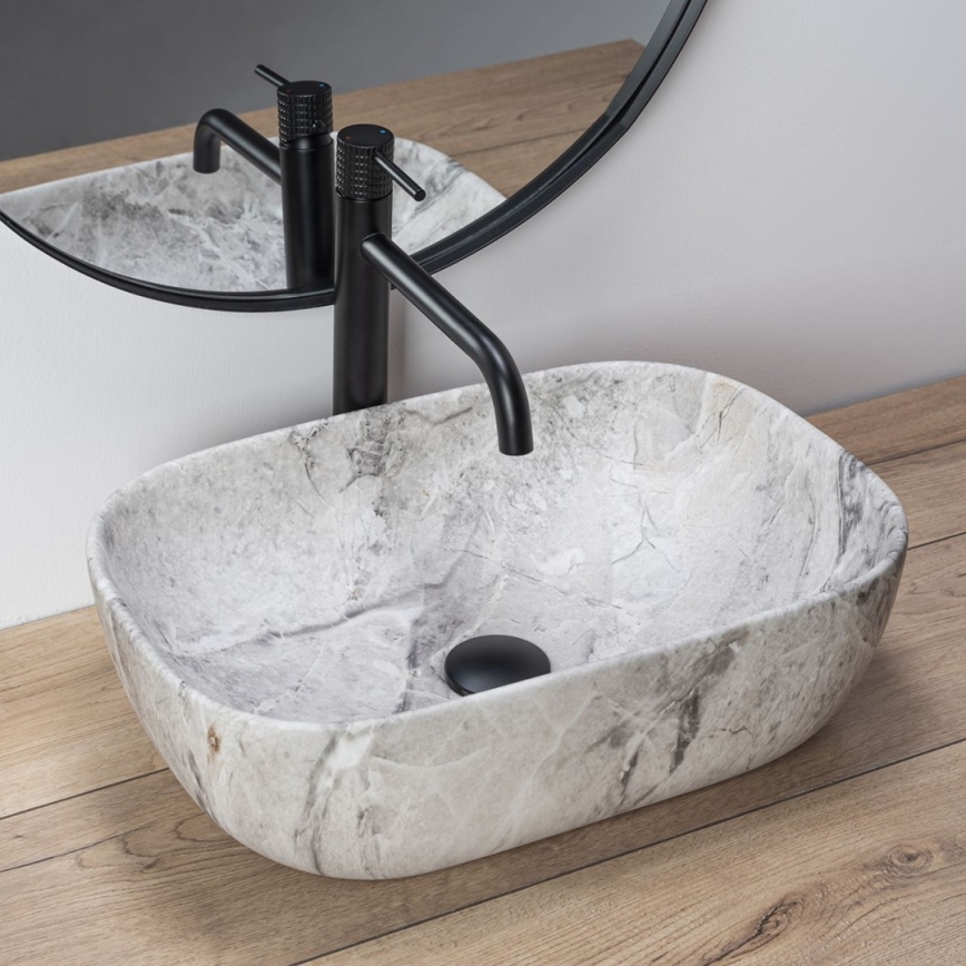 REA-U3800 - Nadpultni umivaonik LIVIA 33,5x46,5 cm keramika/siva/imitacija kamena