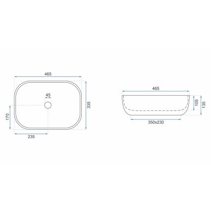 REA-U3800 - Nadpultni umivaonik LIVIA 33,5x46,5 cm keramika/siva/imitacija kamena