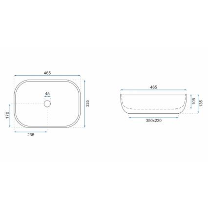REA-U3801 - Nadgradni umivaonik LIVIA 33,5x46,5 cm keramika/siva/imitacija kamena