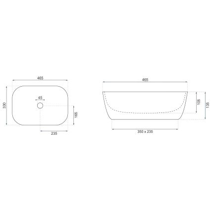 REA-U4000 - Nadgradni umivaonik BELINDA 33x46,5 cm keramika/imitacija kamena